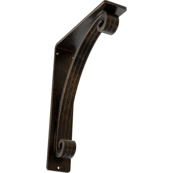 Ekena Millwork Legacy Wrought Iron Bracket, (Triple center brace), Antiqued Brass 2"W x 7 1/2"D x 10"H BKTM02X07X10TLEABS - main